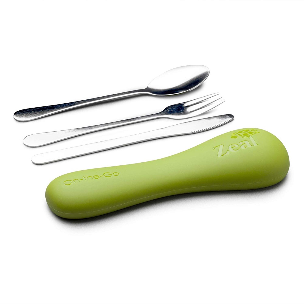 CKS Zeal On The Go Cutlery Set with a Lime Green Pouch